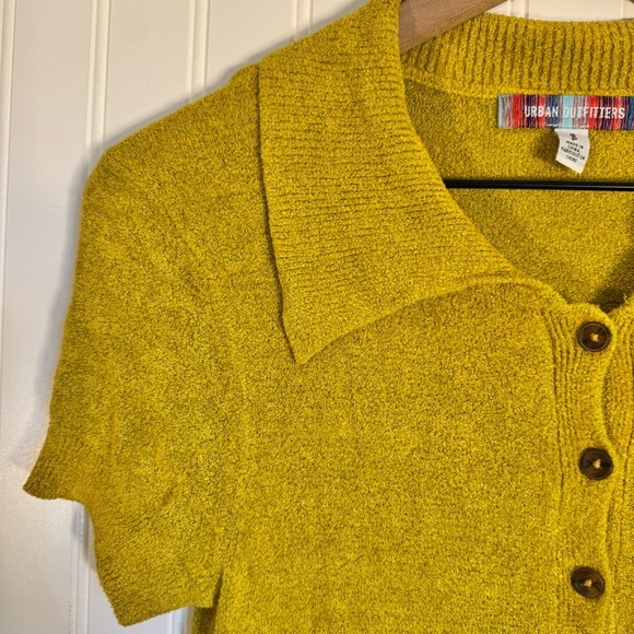 Urban Outfitters Adeline V Neck Collared Cardigan Yellow Women’s Size Small - Picture 3 of 10